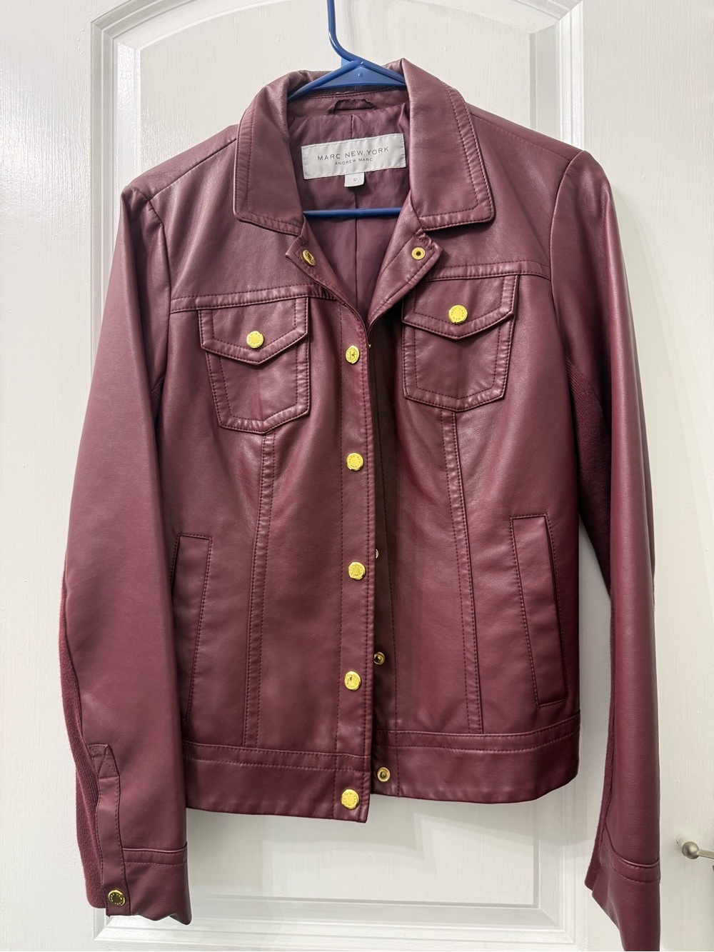 Marc New York Burgundy Faux Leather Snap-Front Jacket - Picture 1 of 3